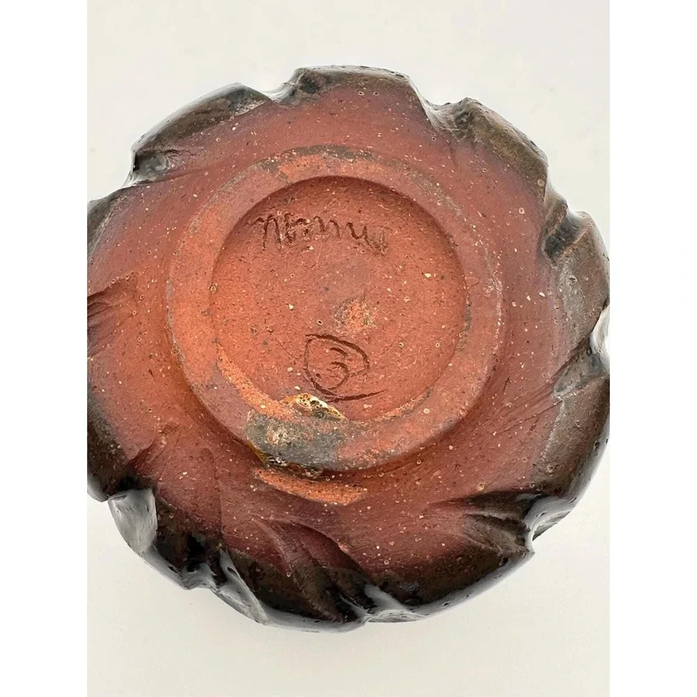 Rustic Handmade Pottery Tea Cups - Brown Black Glazed Ceramic Set of 3